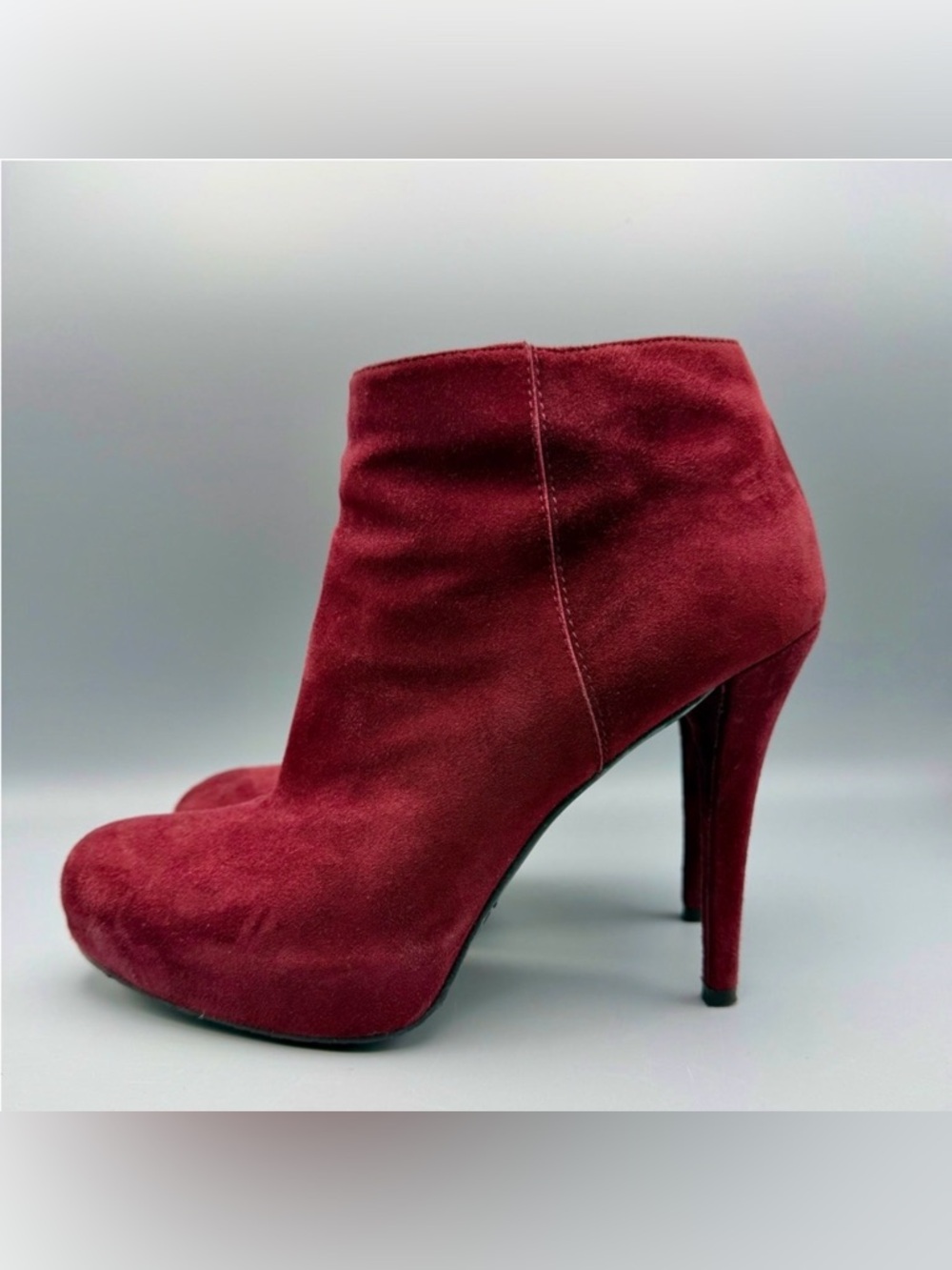 Stuart Weitzman Suede Ankle Boots Size 8 Burgundy Platform Heel Booties